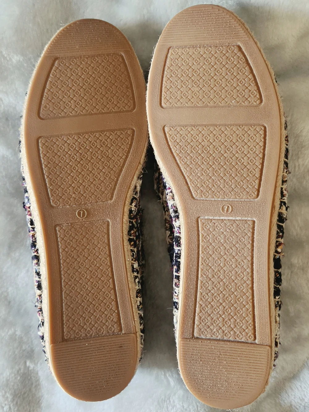 Tory Burch Tweed Cap Toe Flats in Black & Cream